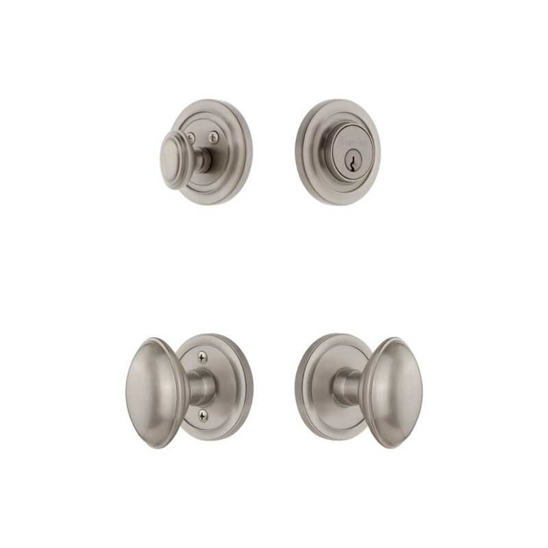 Ensemble de rosette Grandeur Circulaire avec poignée Eden Prairie en nickel satiné, 2.375", Satin Nickel