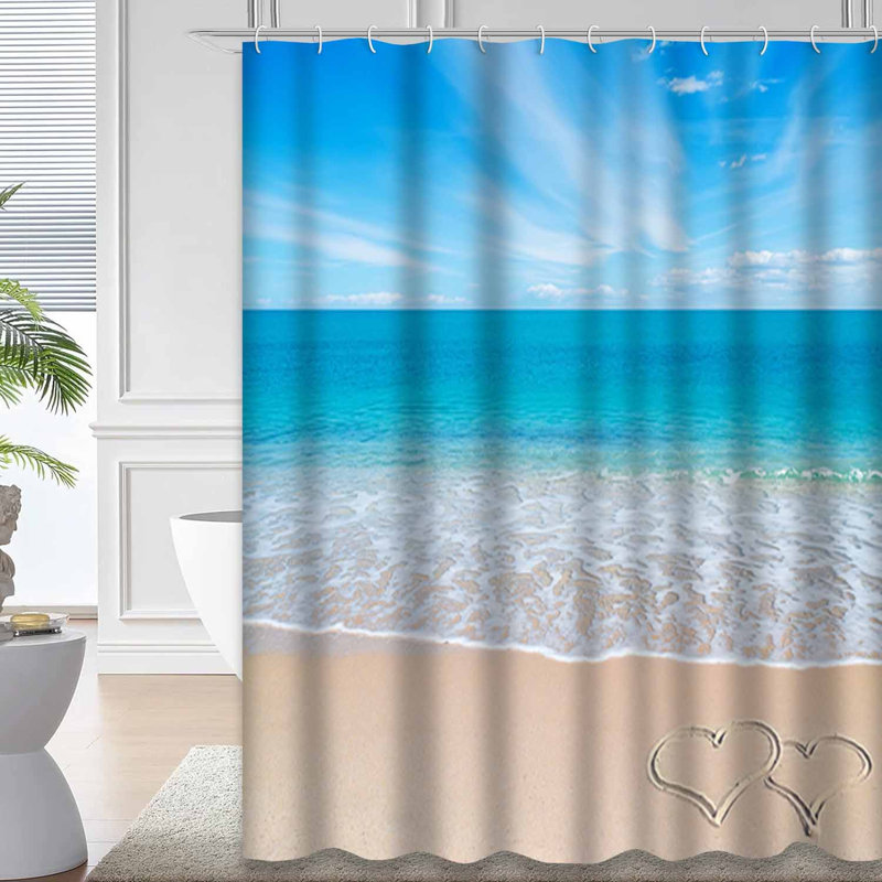 Plage de jour avec deux crochets turquoise et sable doré, L 72 po x l 72 po