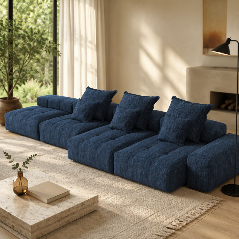 Canapé modulaire surdimensionné moderne avec coussins moelleux et combinaison de bricolage, idéal pour les réunions de famille et pour se détendre dans les espaces résidentiels