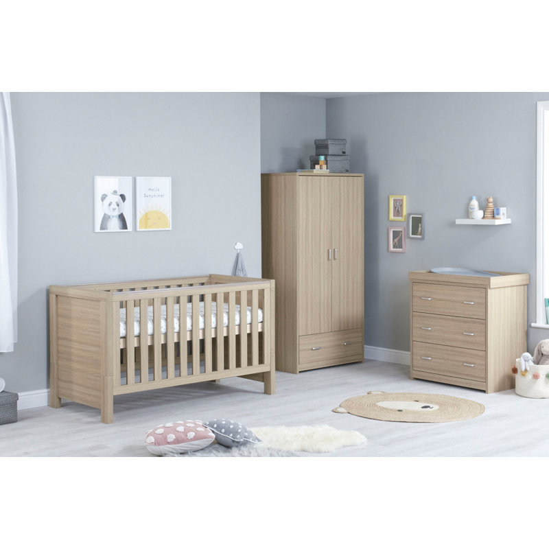 Luno Cot Bed 3-Piece Nursery Furniture Set, Oak