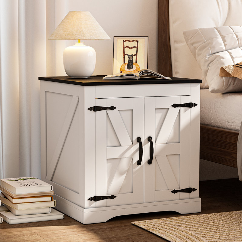 Table de bout Farmhouse avec station de charge, grand canapé de 24 po avec tablette de rangement réglable pour le salon et la chambre à coucher
