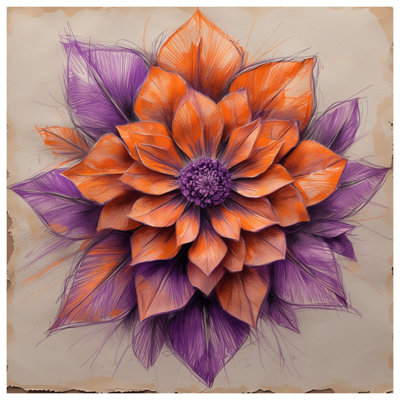 Tapisserie murale «Dahlia» orange - mauve