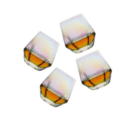 Diamond Stemless Wine Glass Set Of 4 Iridescent Whiskey Glasses, 11Oz Drinking Cup Tumblers -  Eternal Night, EternalNightd0dab76