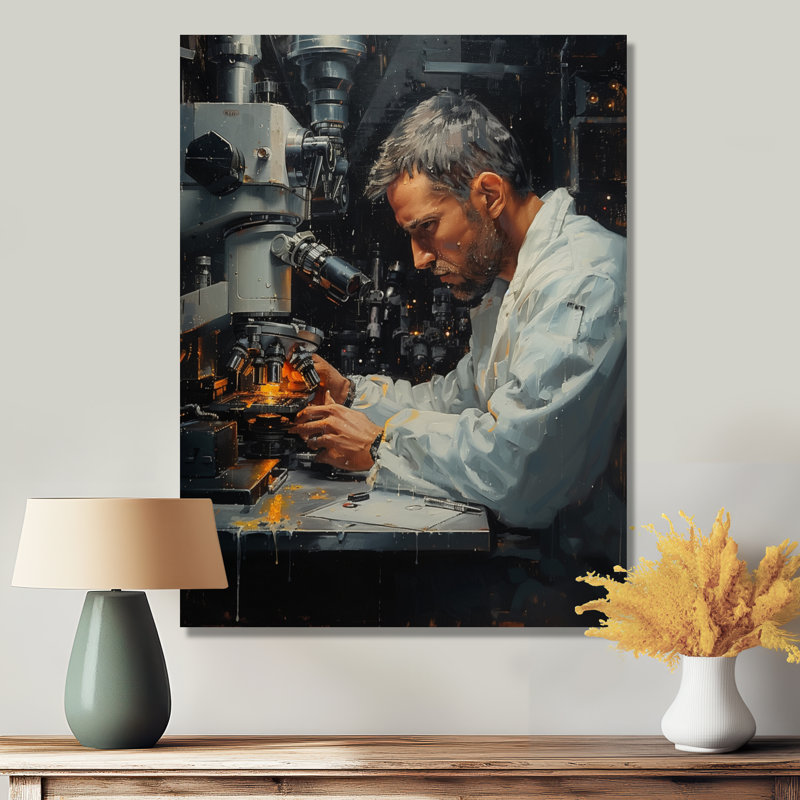 Décoration murale laboratoire blanc blanc microscopique II - laboratoires, Toile tendue, 12" H x 20" W