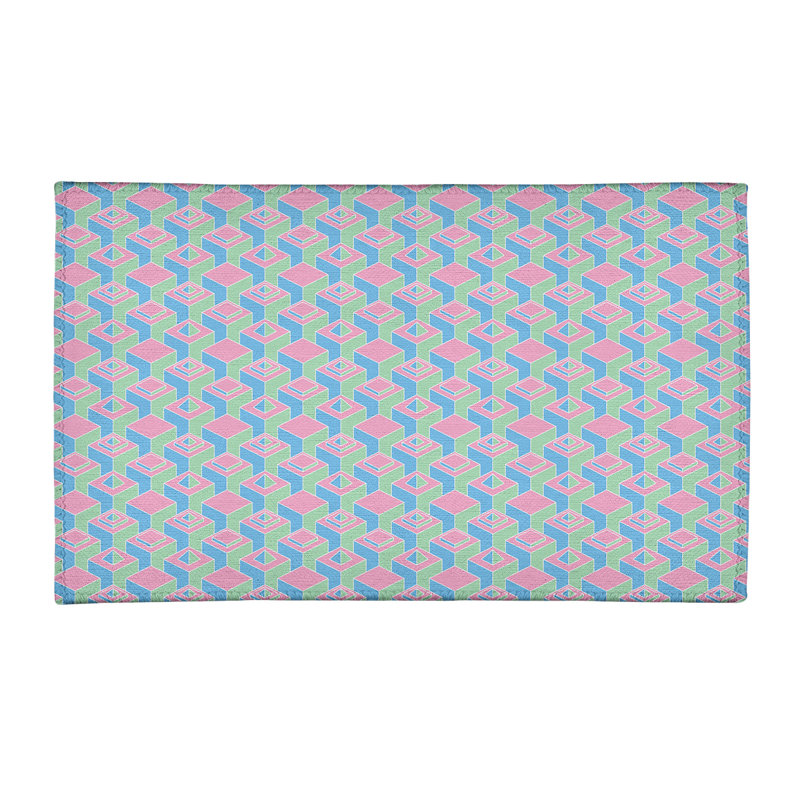 Tapis rose/vert/bleu zone skyscrapers, Rectangle 2 pi x 3 pi
