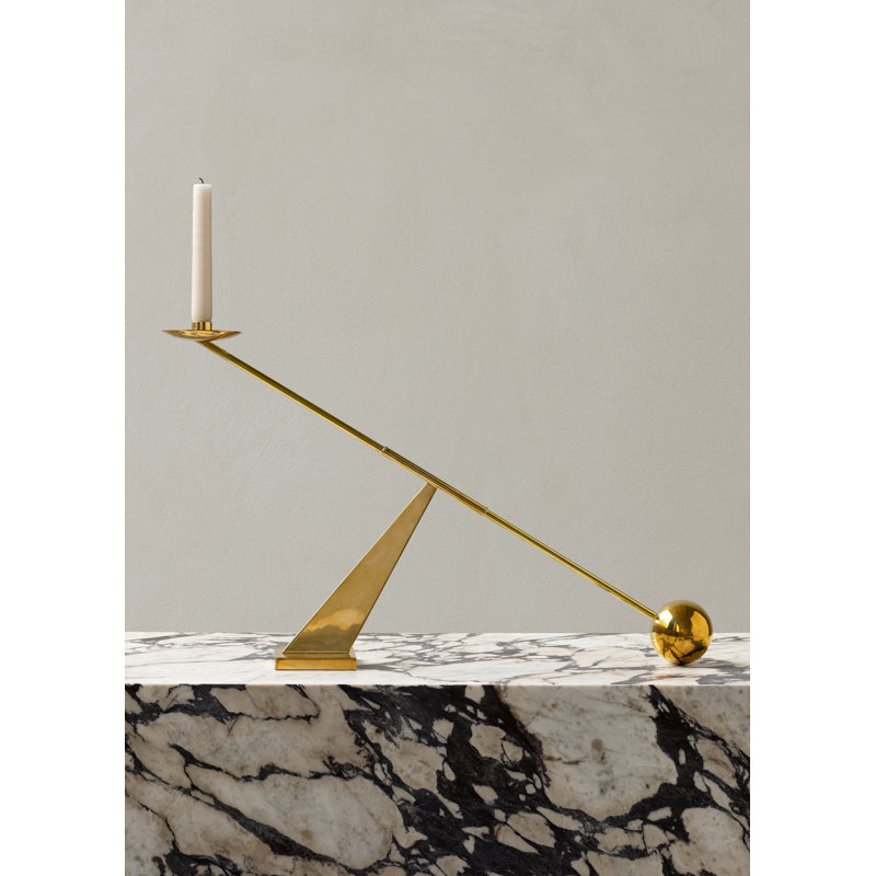 Interconnect Candlestick, 16.3" H x 27.6" W x 5.1" D, Polished Brass