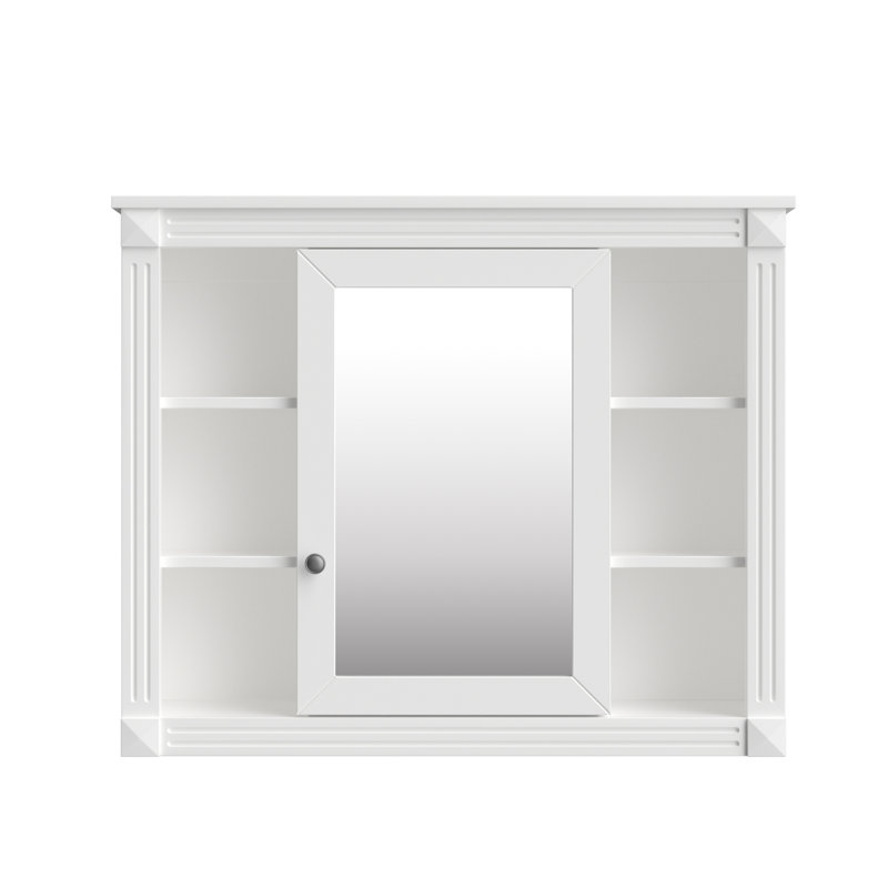Armoire à pharmacie murale 35 po x 28 po avec miroir et 6 tablettes ouvertes | Idée de cadeau, Nickel brossé
