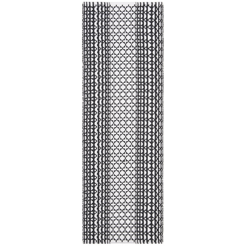 Zoltán Hand Woven Cotton Geometric Rug, Runner 2'3" x 7'