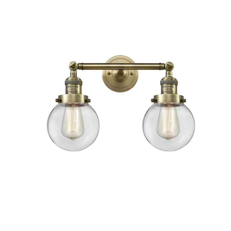 Éclairage de salle de bain à intensité variable 2 lumières Clementina, Ampoule incandescente rétro de 60 watts, Transparent