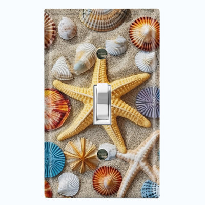 Ocean Sea Shell Star Fish Beach Nature Themed 1 - Gang Toggle Light Switch Standard Wall Plate