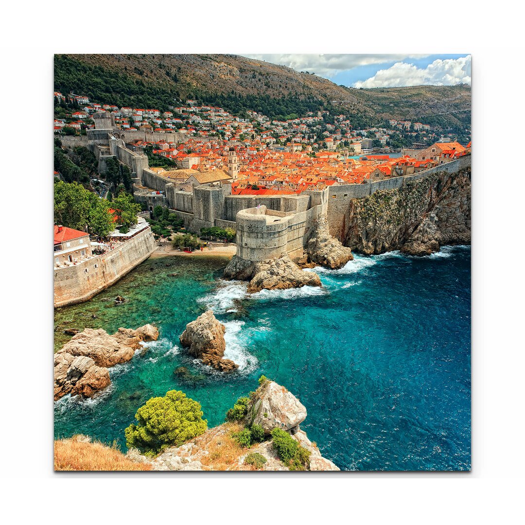 Leinwandbild Blick auf Dubrovnik mit Mittelmeerküste - Kroatien