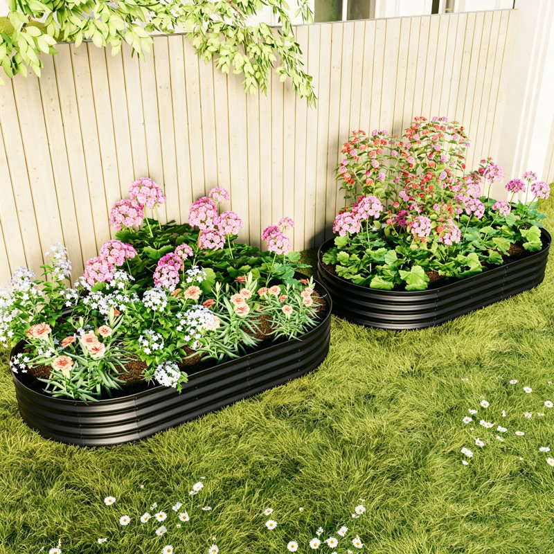 Raised Garden Bed, Set of 2, Black