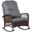 Chaise berçante d'extérieur en osier avec siège large Outsunny