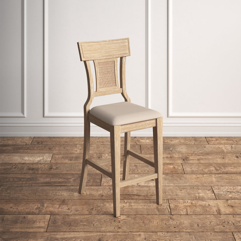 Gober Solid Wood Upholstered Bar & Counter Stool, Counter Stool (26" Seat Height), Rustic Brown