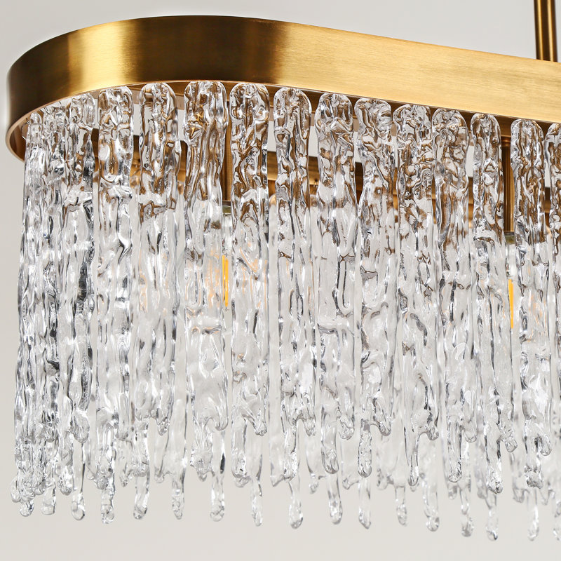 Gold and Clear Glass 5-Light Kitchen Island Chandelier
