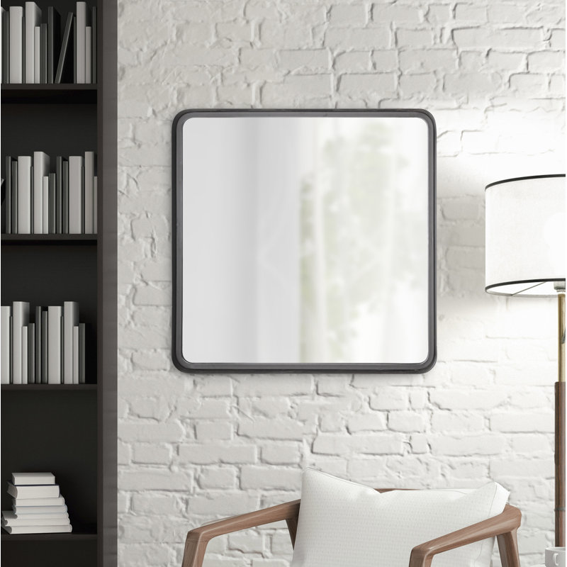 Miroir mural Annaluisa, 28 po x 28 po, gris
