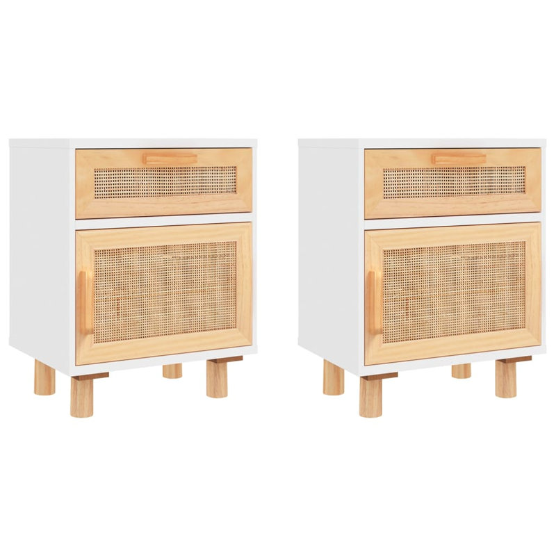 Blethyn 40cm W Solid + Manufactured Wood Bedside Table, White, Right, Set of 2