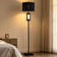 Lampe sur pied traditionnelle de 63 po avec veilleuse intégrée, abat-jour tambour noir, ampoule DEL incluse pour le salon et la chambre à coucher