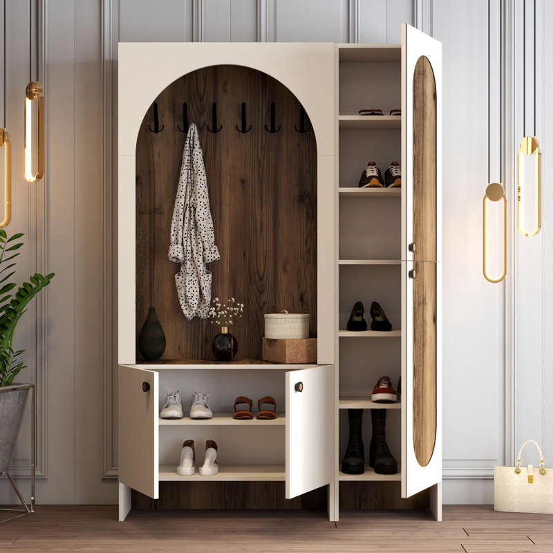 Almendarez Hall Stand, Cream/Walnut