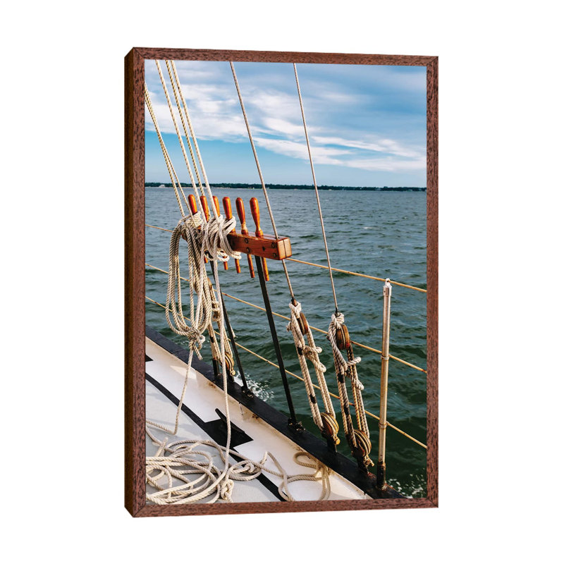 Charleston Sailboat IV by Bethany Young - Print on Canvas, 66.04cm H x 45.72cm W x 3.81cm D, Classic Brown Wood Framed