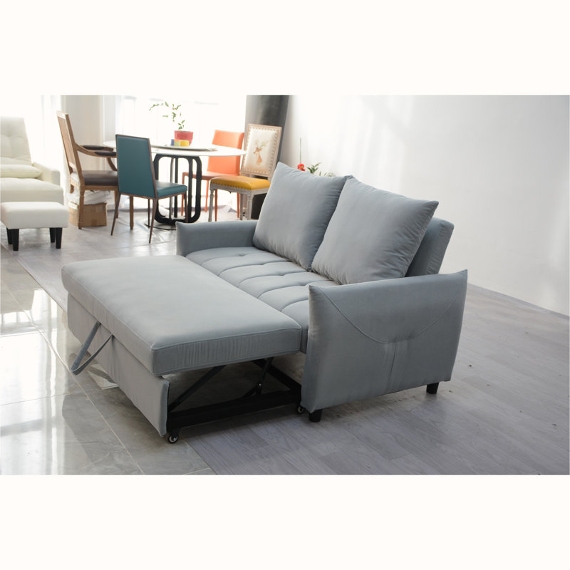 Canapé-lit futon, canapé futon avec dossier réglable, Gris clair