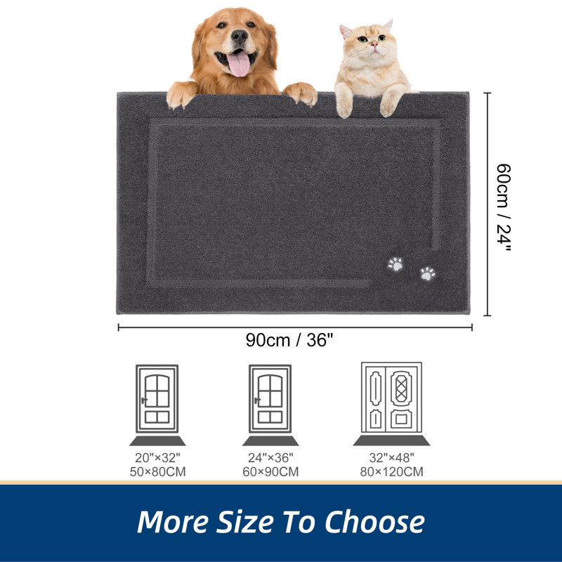 Door Mat Super Absorbent, Pet-Friendly Non-Slip Entryway Rug, Washable & Stain-Resistant Welcome Mat for Front/Back Door