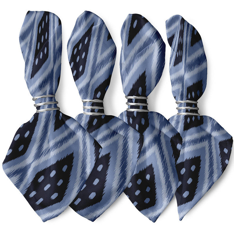 Seaberg Polyester Ikat Square Napkin, Navy