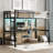 Deep Black Metal Twin XL Size Loft Bed Frame with Integrated Desk for Small Bedroom Sleeping and Study