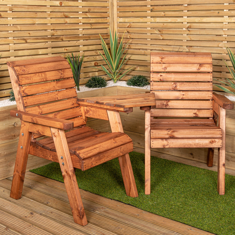 Cennet Hand Made Chunky Rustic Wooden Garden Furniture Angled Tray