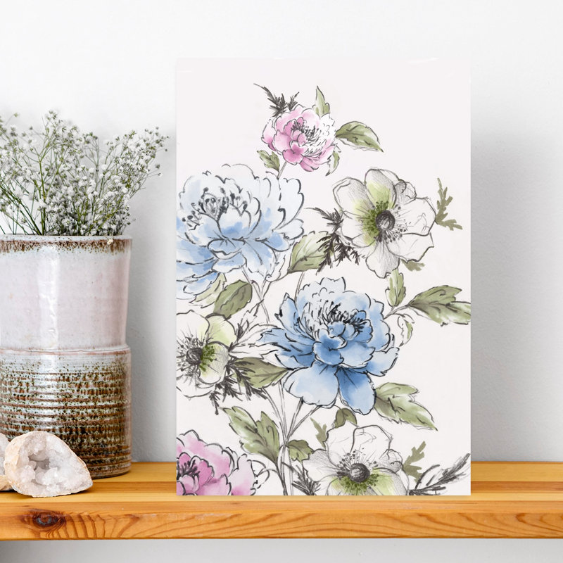 Pastel Blooms On Canvas II, art mural contemporain abstrait, H 18 po x l 12 po