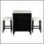 Ensemble de salle à manger 3 pièces transitionnel avec plateau brillant, tablettes de rangement et deux tabourets confortables pour la vie moderne