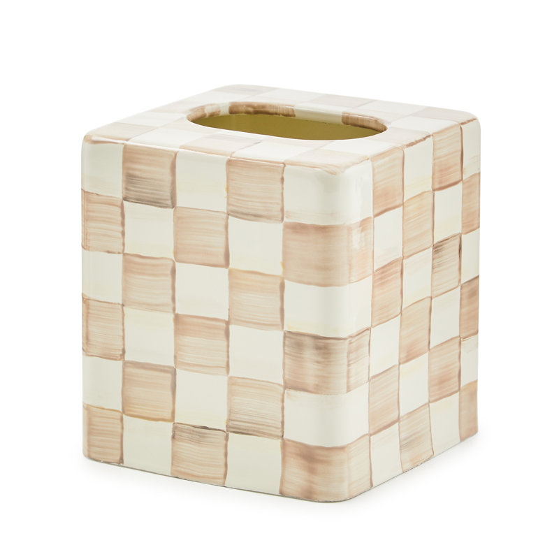 Mocha Check Steel Tissue Box Cover