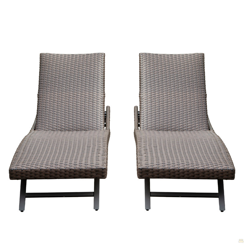 Chaise longue d'extérieur en osier 2 pièces