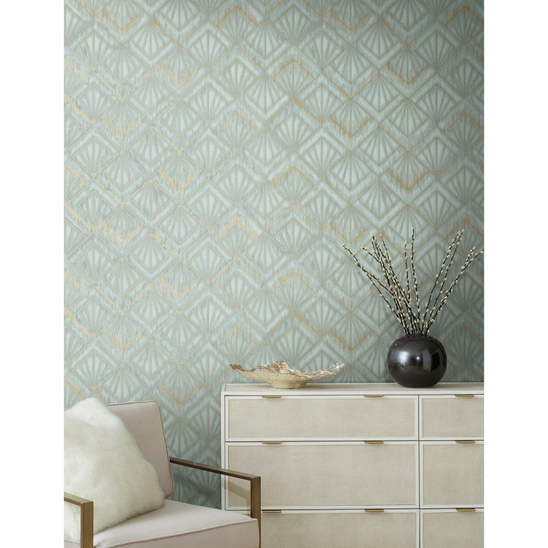 Rouleau de papier peint L 27 pi x l 27 po Shell, Bleu clair