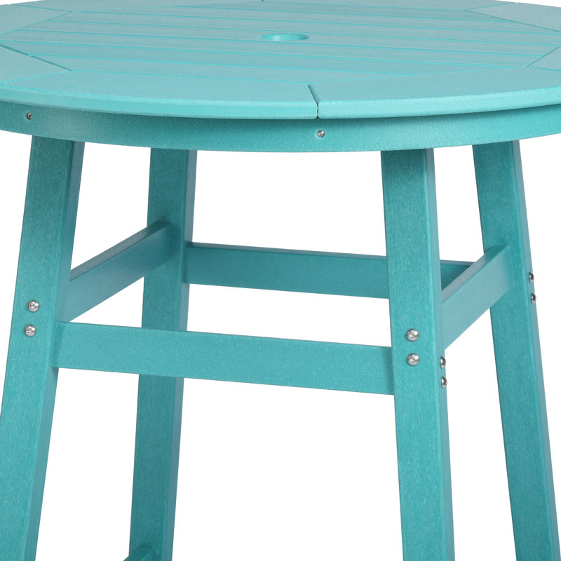 Table de bar d'extérieur ronde 35 po Laguna, 42'' H x 35" W x 35" D, Bleu sarcelle
