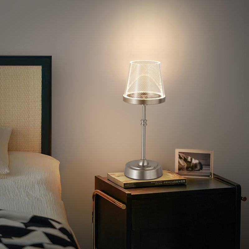 Adjustable Cordless Led Tabel Lamp With Dimmable Light & Rgb Colors, Silver