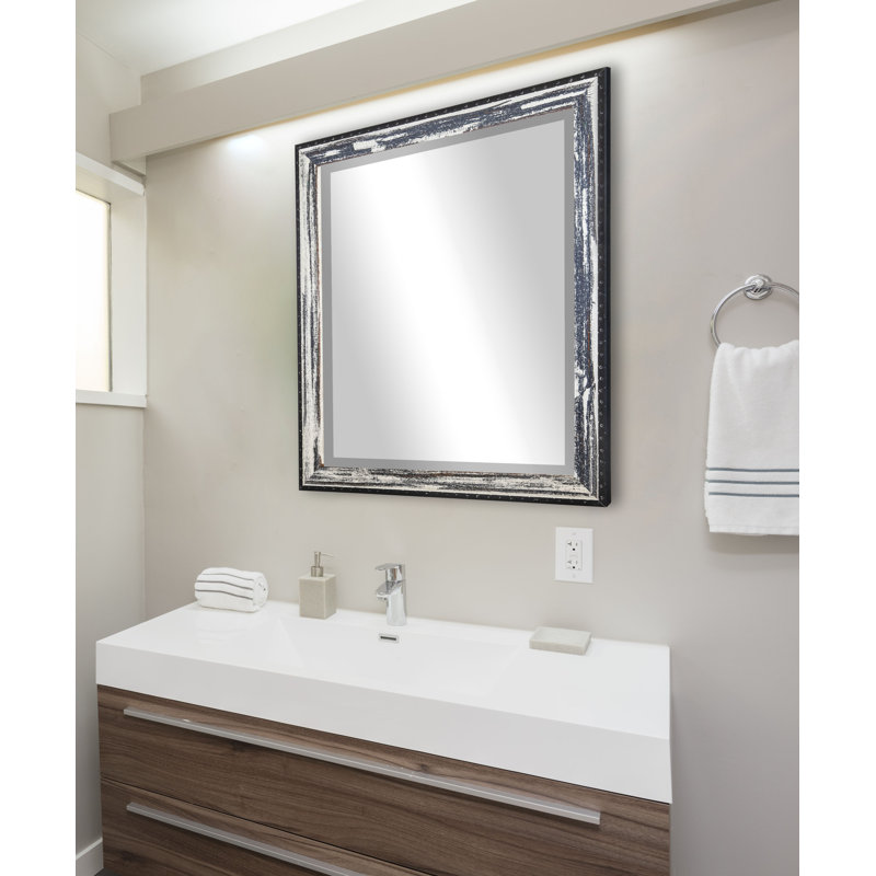 Solid Wood Flat Wall Mirror, Seafoam, 45.5" H x 39.5" W