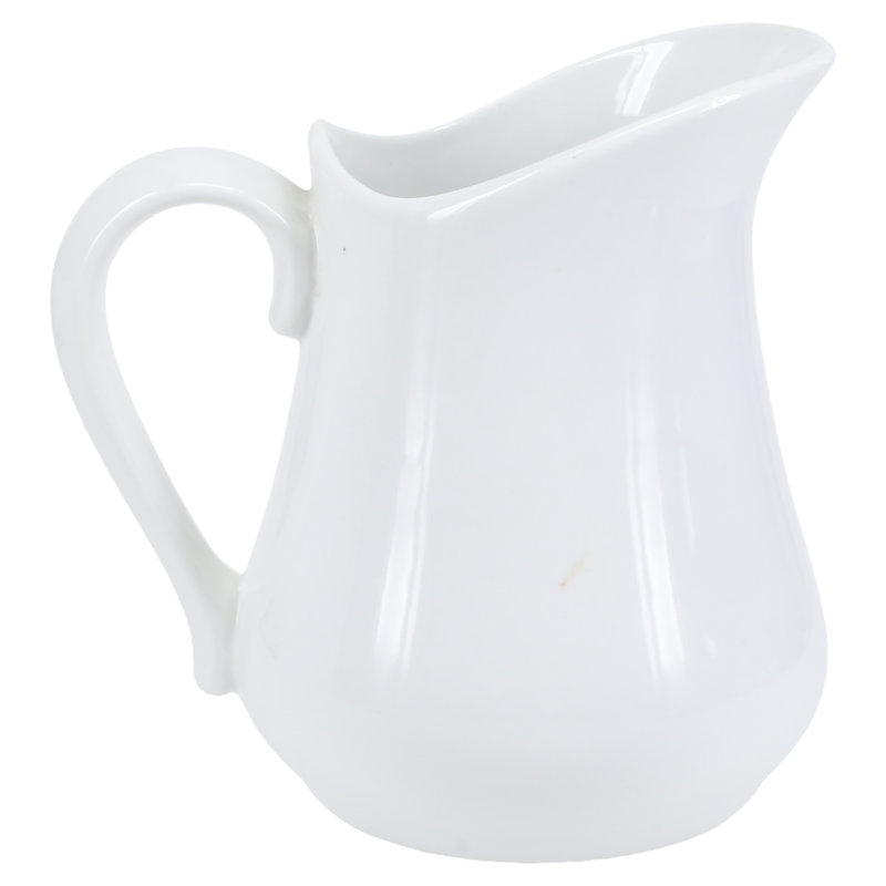 White Porcelain 1-Quart Pitcher with Curved Handle