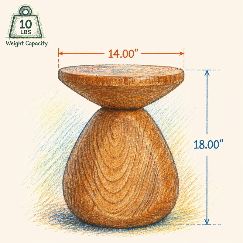 Table d'appoint d'extérieur en bois MGO, finition grain de bois, ensemble de 1