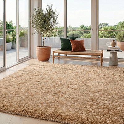 Tapis chameau pour le salon, tapis moelleux moelleux pour la chambre à coucher, tapis décoratif à ressorts pour une utilisation quotidienne, tapis antidérapant de mise à niveau, idéal pour les endroits très passants à l'intérieur