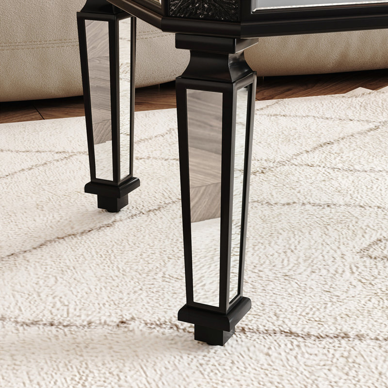Table basse à miroir argenté