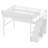 Queen Loft Bed with Desk, Charging Station, Stairs, and Light, Metal High Loft Bed for Kids and Teens, White