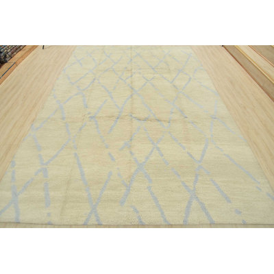 Tapis marocain en laine noué à la main en blanc