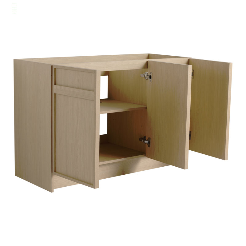Meuble-lavabo autoportant 48 po et 3 portes d'armoire à fermeture en douceur (emballage KD) - sans le lavabo