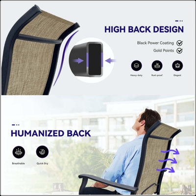 Swivel Textilene Patio Dining Chair with 360° Rotation (Set of 2)