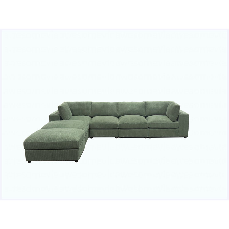 Corduroy Reversible Modular Sectional Sofa, Convertible Customizable Couch for Living Room, Apartment, Studio