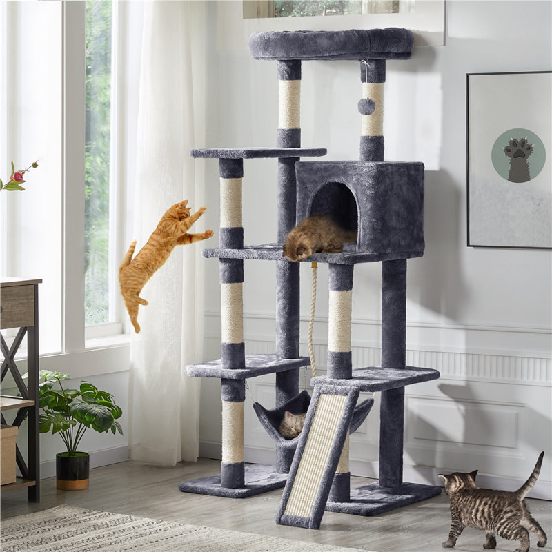 color Large Multi-Purpose Cat Tower, Dark Grey