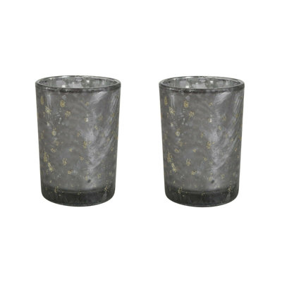 2 Piece Glass Tabletop Tealight Holder Set