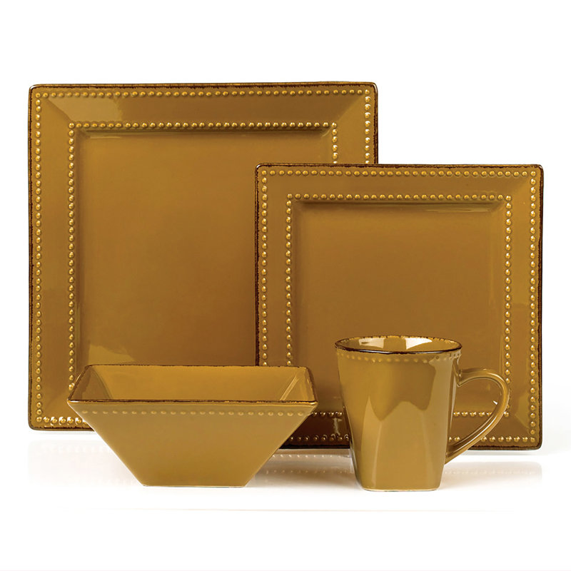 Service de table 16 pièces en grès perlé Lorren Home Trends, Moka