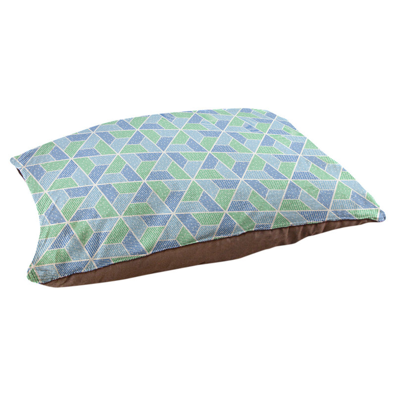 Coussin pour chien Byrge Trapezoids, Grand (l 40 po x P 30 po x H 32,5 po), Bleu / vert